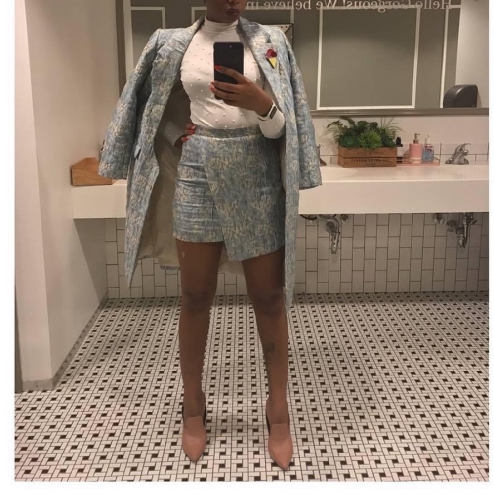 H&M midi beautiful loose fit barcode blue flower print summer effect overcoat